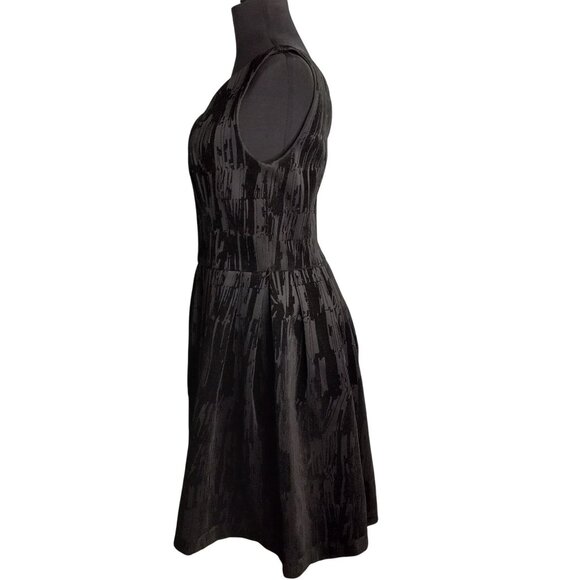 Calvin Klein Size 4 Dress Black Velvet Burnout Sleeveless Fit Flare Midi - Picture 3 of 9